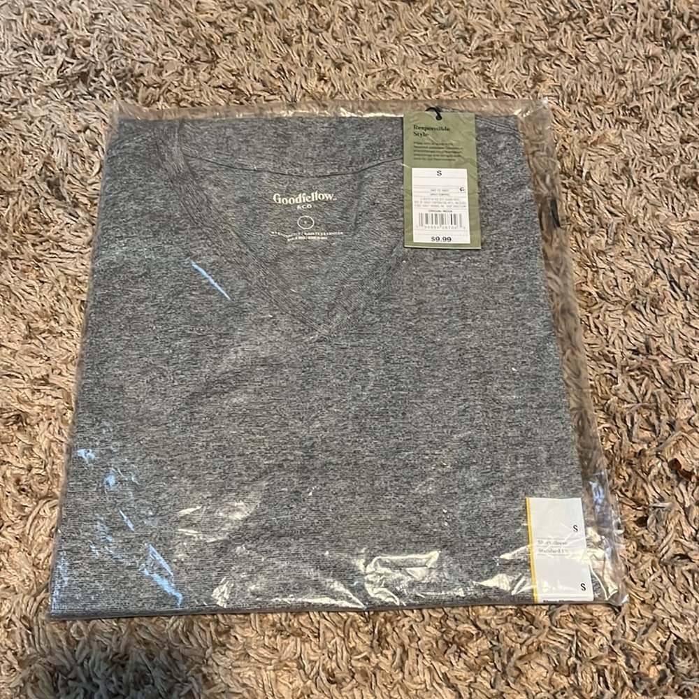 Goodfellow &Co Mens Vneck Grey Shirt Short Sleeve Small NWT - Picture 5 of 6